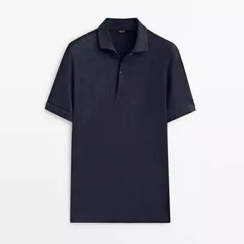 Футболка-поло Massimo Dutti Linen And Cotton Blend, синий