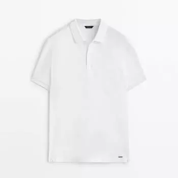 Футболка-поло Massimo Dutti Pique 100% Cotton, белый