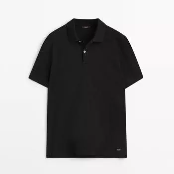 Футболка-поло Massimo Dutti Pique 100% Cotton, черный