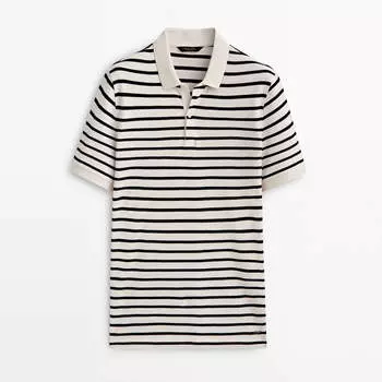Футболка-поло Massimo Dutti Striped Cotton, кремовый