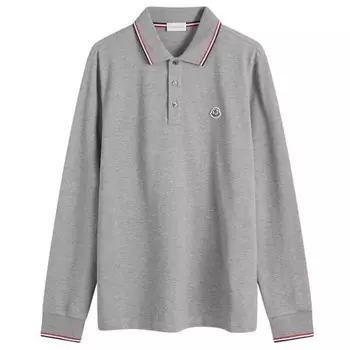 Футболка-Поло с длинным рукавом Moncler, серый