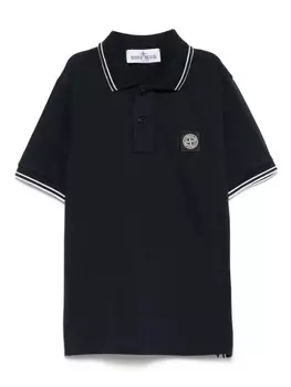 Футболка-поло Stone Island Junior с мотивом компаса, синий