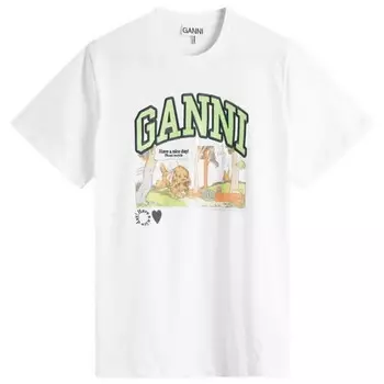 Футболка Poppy c casual Ganni, белый