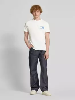 Футболка прямого кроя из чистого хлопка Tommy Jeans, кремовый