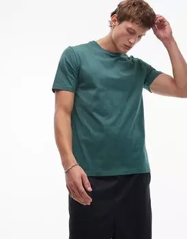 Футболка прямого кроя зеленого цвета Topman