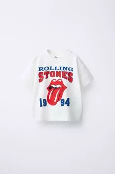 Футболка rolling stones ZARA, белый
