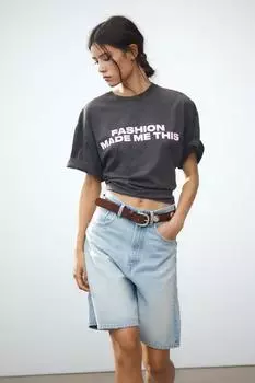 Футболка с эффектом выцветания ZARA, черный