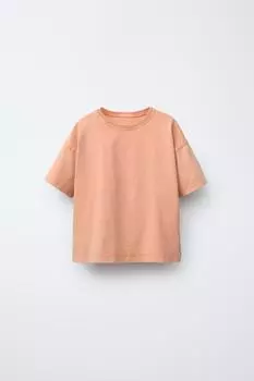 Футболка с эффектом выцветания ZARA, оранжевый