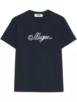 Футболка с аппликацией логотипа MSGM, синий
