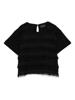 Футболка с бахромой Emporio Armani, черный