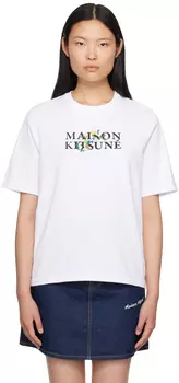 Футболка с белыми цветами Maison Kitsune