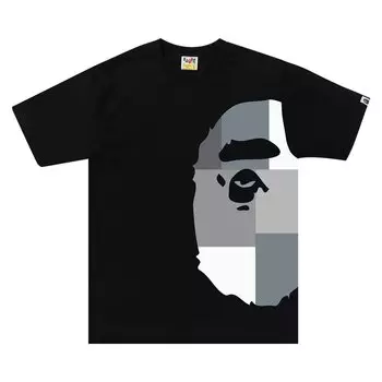 Футболка с большой обезьяньей головой BAPE Color Block, цвет Черный/Черный