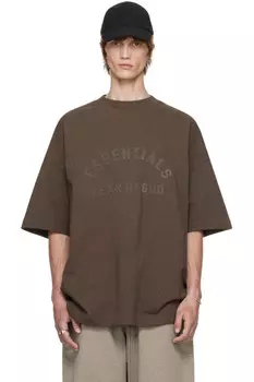 Футболка с бондингом Fear Of God Essentials, цвет heather wood