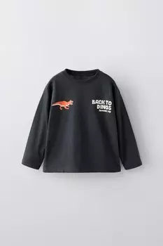 Футболка с динозавром ZARA, черный