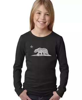 Лонгслив Big Girl's Word Art — California Bear LA Pop Art, черный