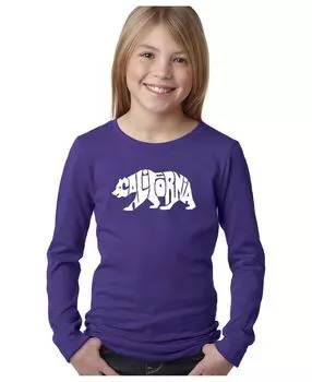 Лонгслив Big Girl's Word Art — California Bear LA Pop Art, фиолетовый