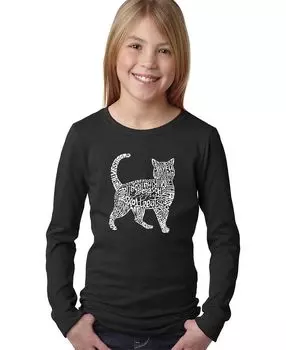 Лонгслив Big Girl's Word Art — Кот LA Pop Art, черный