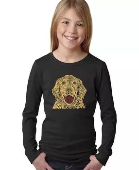 Лонгслив Big Girl's Word Art - Собака LA Pop Art, черный