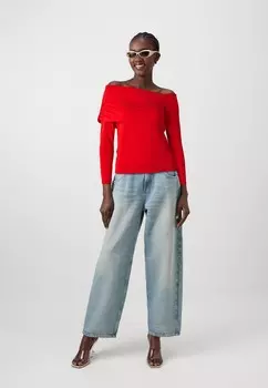 Футболка с длинным рукавом PCREMI OFF SHOULDER Pieces, красный