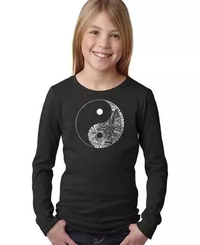 Лонгслив с надписью Big Girl's Word Art - YIN YANG LA Pop Art, темно-серый