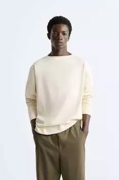 Футболка с длинным рукавом ZARA, экру