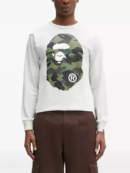 Футболка с длинными рукавами A BATHING APE 1st Camo Big Ape Head, серый
