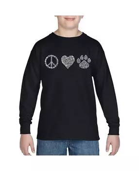 Футболка с длинными рукавами Big Boy's Word Art - Peace Love Cats LA Pop Art