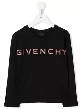 Футболка с длинными рукавами и логотипом Givenchy Kids, черный