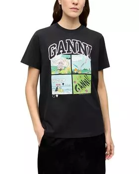 Футболка с графическим логотипом GANNI, черный