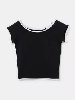 Футболка с контрастной отделкой Ovs, цвет white/black