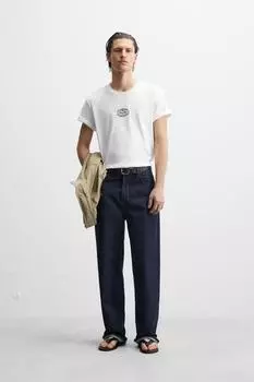 Футболка с контрастной вышивкой ZARA, белый
