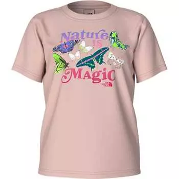 Футболка с короткими рукавами и рисунком – для девочек The North Face, цвет pink moss/nature is magic graphic