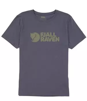 Футболка с короткими рукавами из переработанного органического хлопка Fjallraven с логотипом, синий