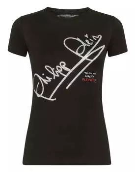 Футболка с круглым вырезом SS Signature PHILIPP PLEIN, черный