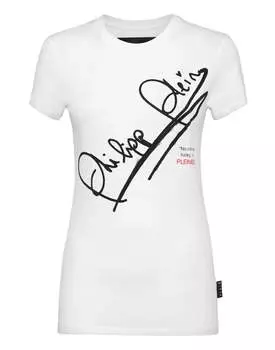 Футболка с круглым вырезом SS Signature PHILIPP PLEIN, белый