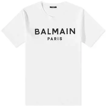 Футболка с логотипом Balmain Paris, белый/черный