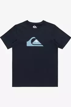 Футболка с логотипом для мальчиков, 100% хлопок Quiksilver, синий