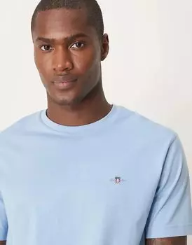Футболка с логотипом GANT Shield светло-синего цвета