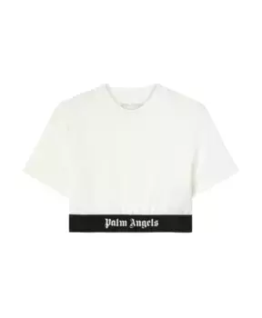 Футболка с логотипом на поясе и круглым вырезом Palm Angels, белый
