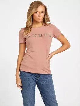 Футболка с логотипом Pepper Rhinestone Guess Factory, цвет Roasted Chestnut