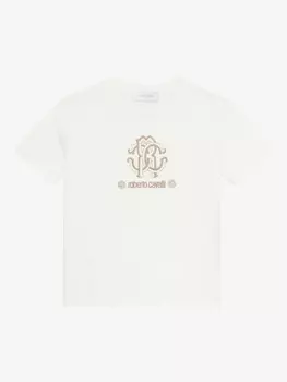 Футболка с логотипом Roberto Cavalli Junior, белый