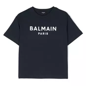 Футболка с логотипом ВМС Balmain, синий