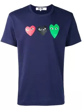 Футболка с логотипом в форме сердца Comme Des Garons Play, синяя