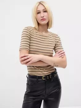 Футболка с металлизированной строчкой Gap, бежевый
