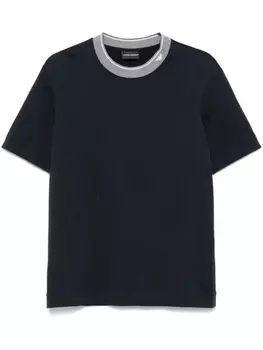 Футболка с отделкой в полоску Emporio Armani, синий