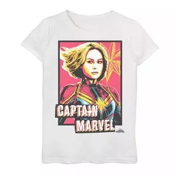 Футболка с плакатом Marvel Captain Marvel для девочек 7–16 лет Marvel, белый