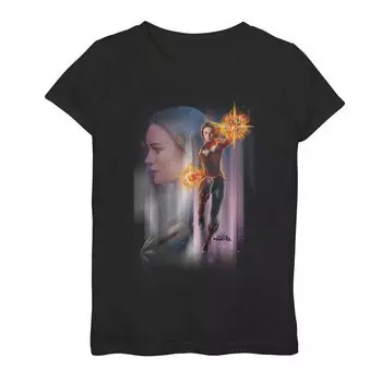 Футболка с плакатом Marvel Captain Marvel Galaxy для девочек 7–16 лет Marvel