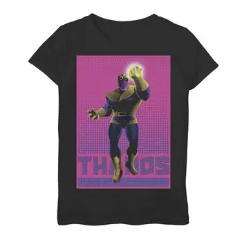Футболка с плакатом в стиле поп-арт для девочек 7–16 лет Marvel Thanos в полутонах Marvel