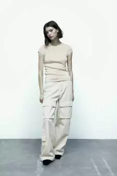 Футболка с потерянным эффектом ZARA, экру