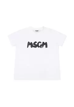 Футболка с принтом A MANICA CORTA MSGM, белый